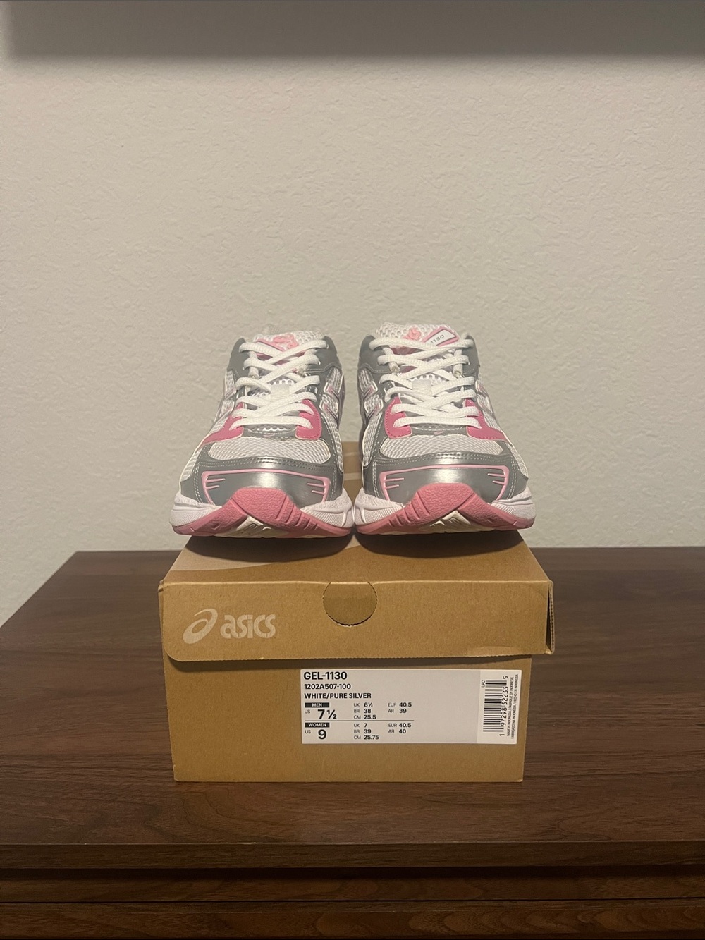 Asics Women's Running Sneakers in White, Silver & Pink